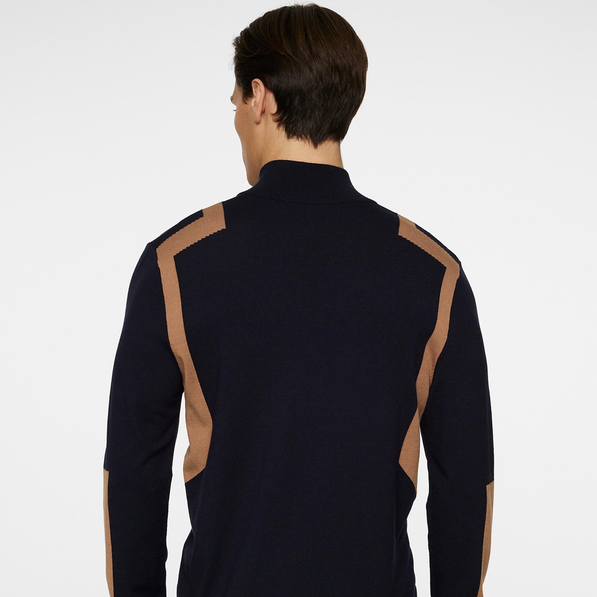 J Lindeberg Kendrick Knitted Quarter Zip Mens Sweater Tigers Eye